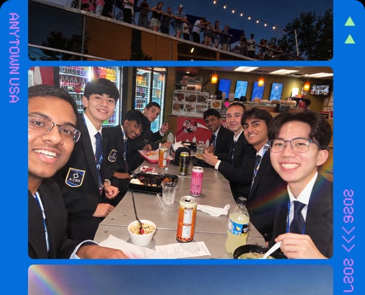Students gathering together at a restaurant