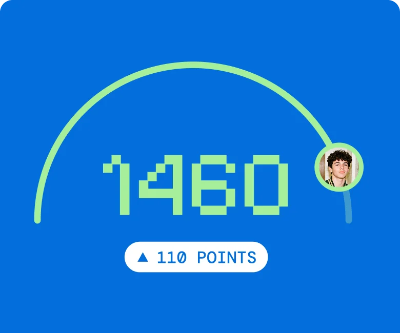 SAT score of 1460 with a 110-point increase