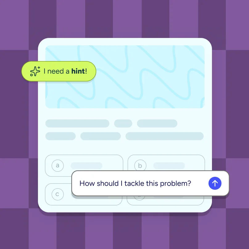 ACT practice question interface with hint button and AI chat