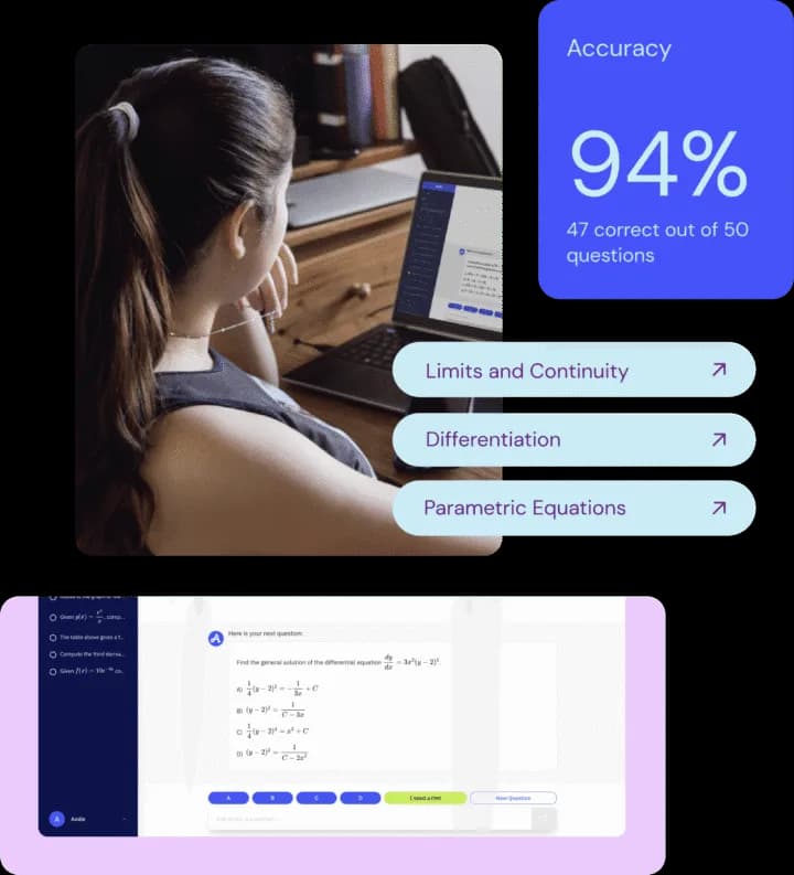 Student with laptop and progress dashboard