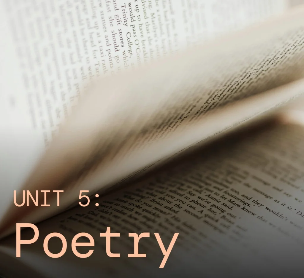 AP English Literature study graphic for Unit 5: Poetry with an open book
