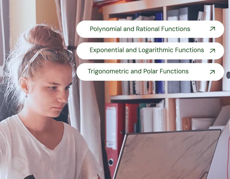 Student studying for AP Precalculus on a laptop