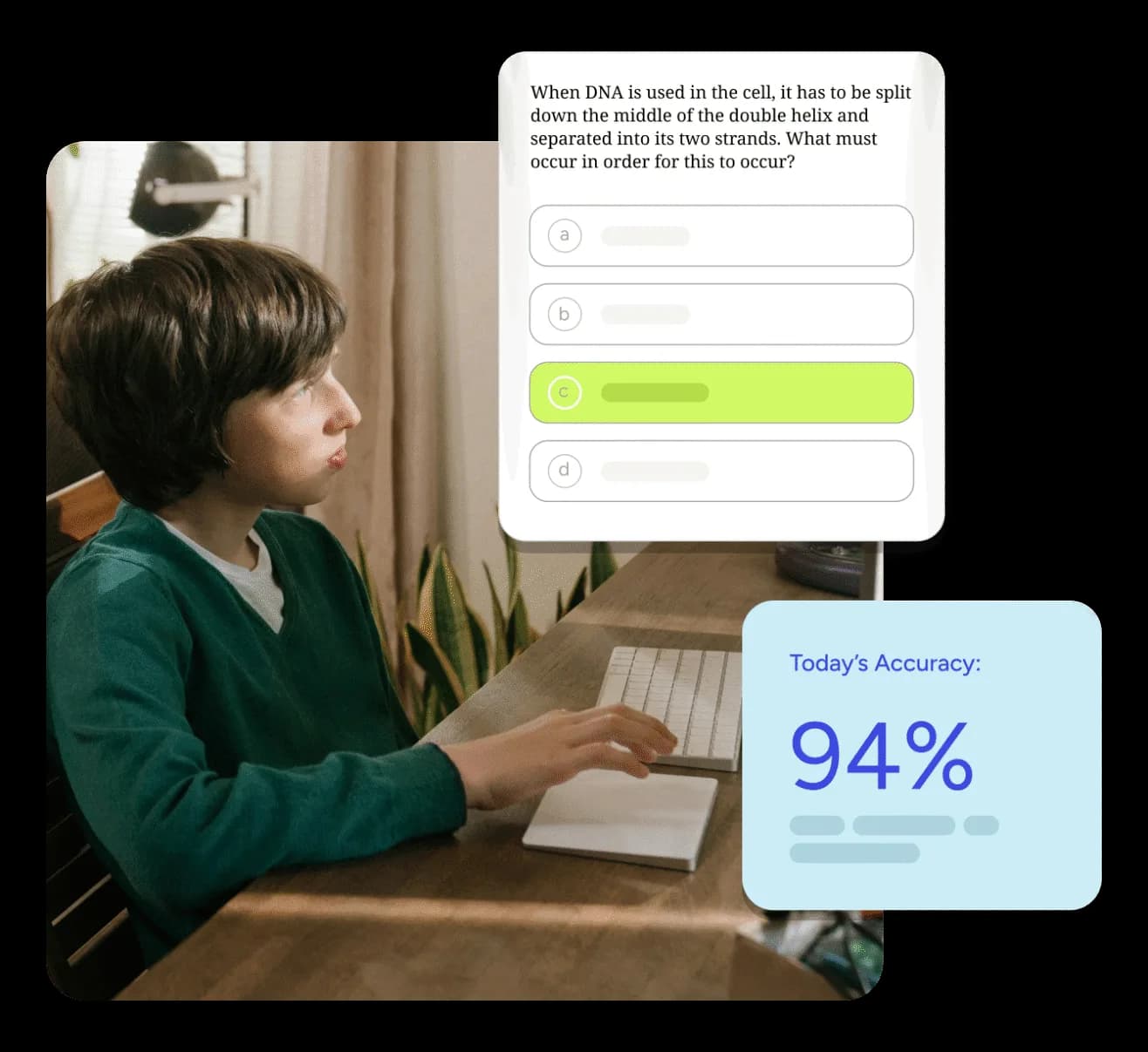 Student studying for AP World History on a laptop with multiple-choice interface