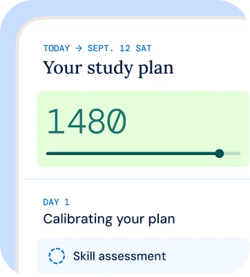 Acely study plan with a 1480 goal score and skill assessment
