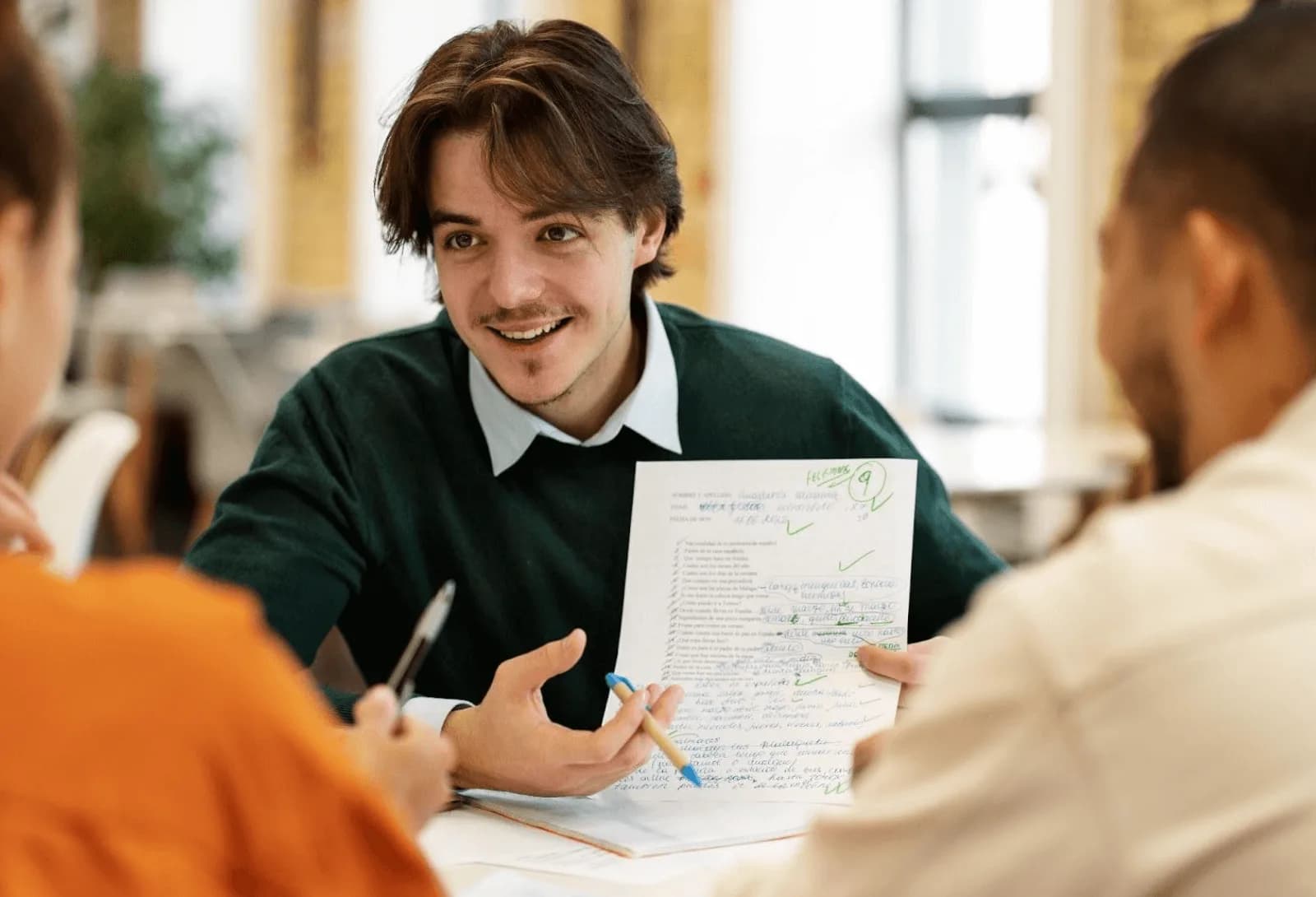 A student being interviewed when applying to graduate school