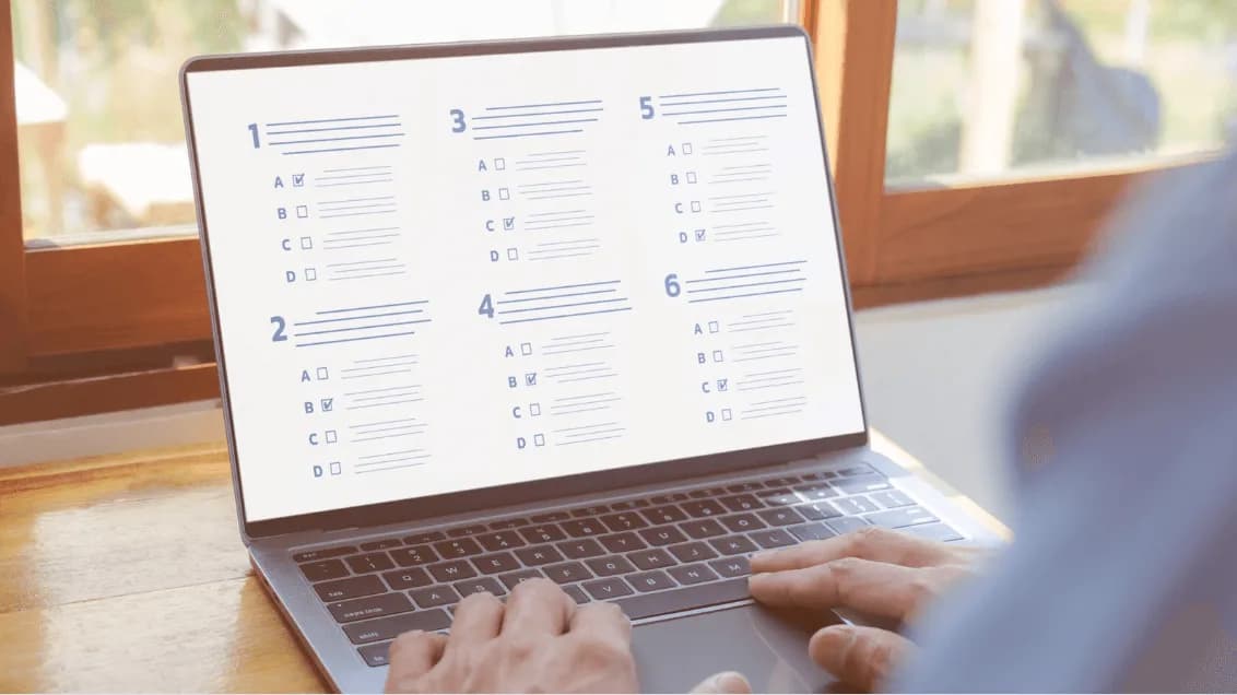 Man taking the new Digital SAT test.