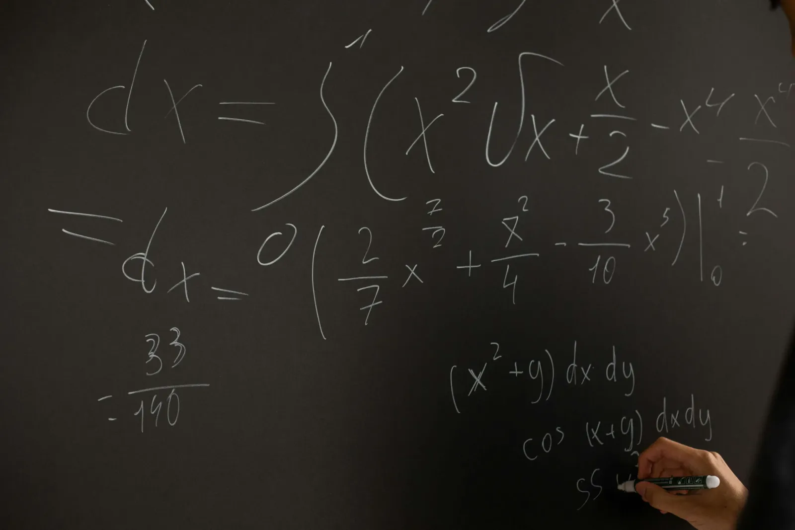 A teacher is writing on the blackboard to help student memorize math formulas