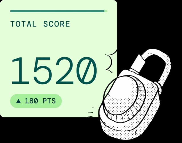 SAT score card showing a 1520 score with an unlocked lock