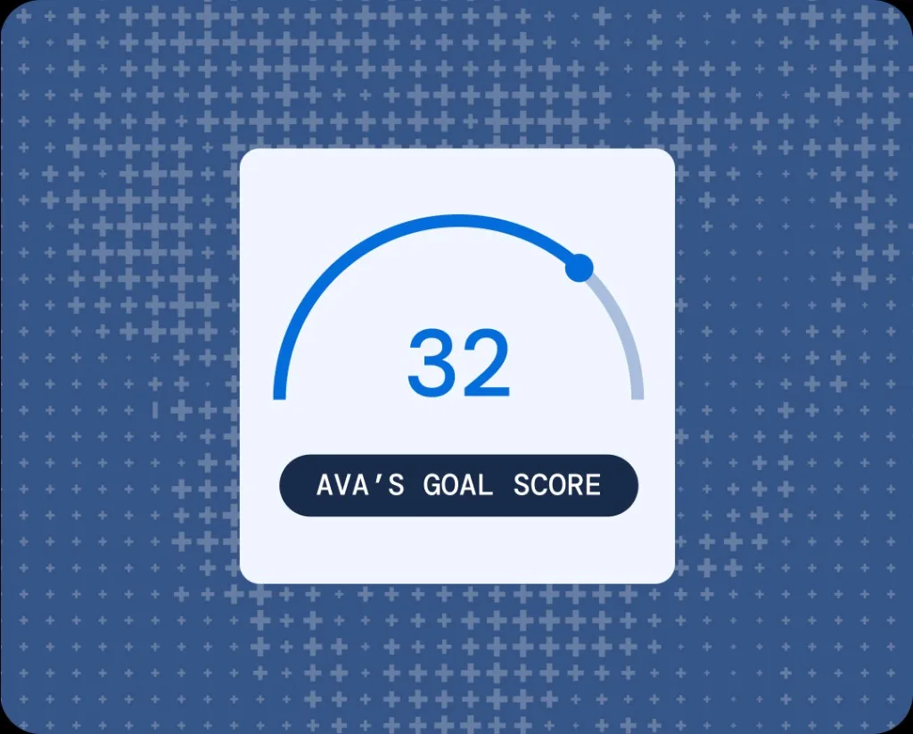 Acely goal score tracker showing a score of 32