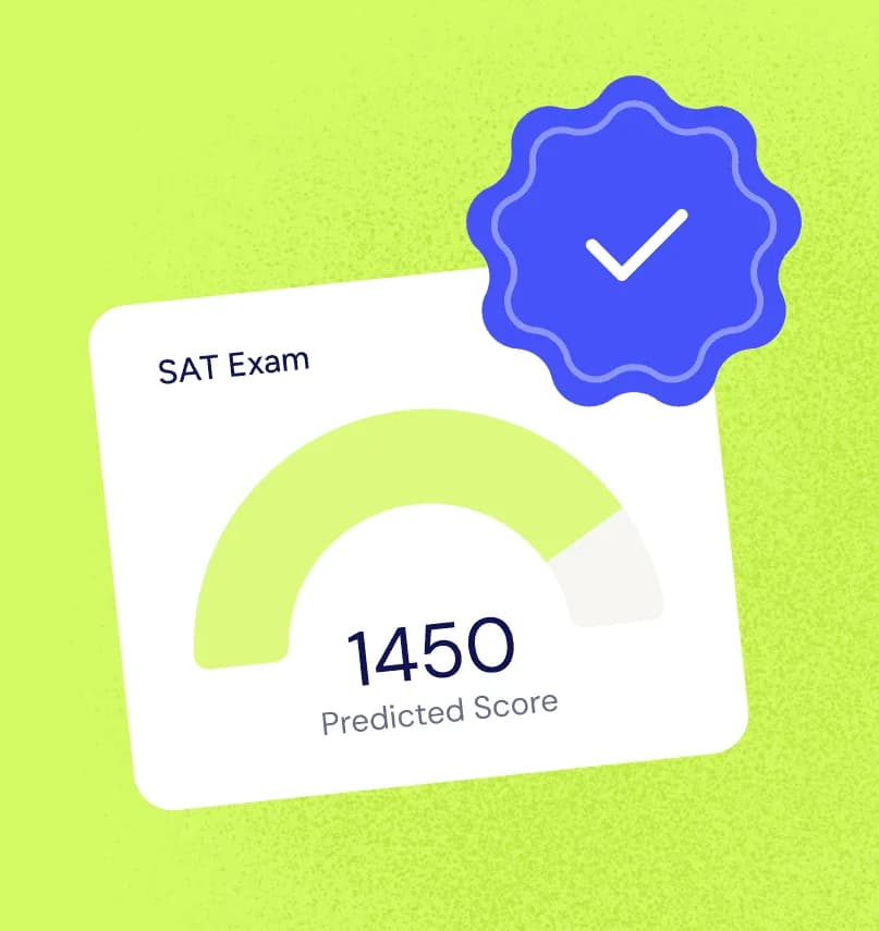 SAT score card showing 1450 points with Acely branding