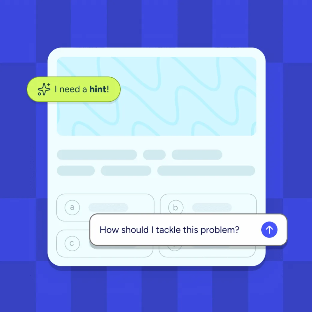Practice question interface with I need a hint and How should I tackle this problem