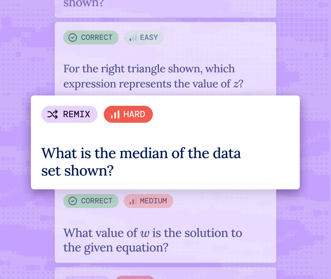 Acely digital PSAT practice question with I need a hint and How should I tackle this problem AI tutor prompts