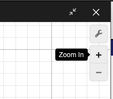 Desmos interface on digital SAT math section: zoom in, zoom out, and settings buttons.