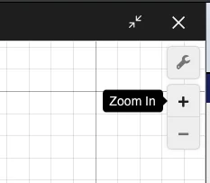 Desmos interface on digital SAT math section: zoom in, zoom out, and settings buttons.
