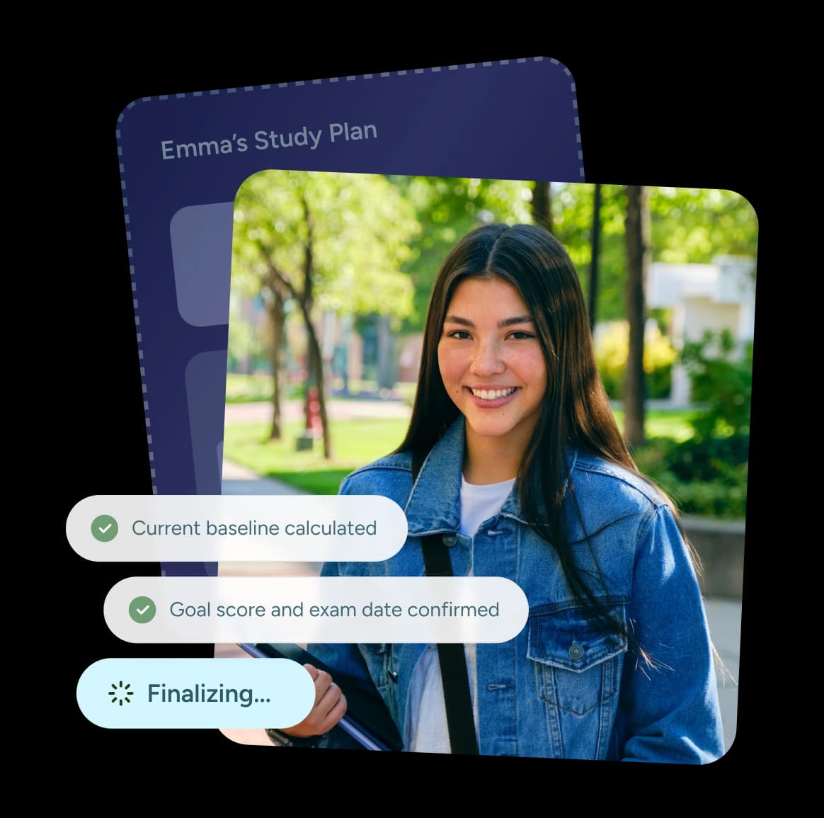 Acely ACT prep hero with study plan and student image card